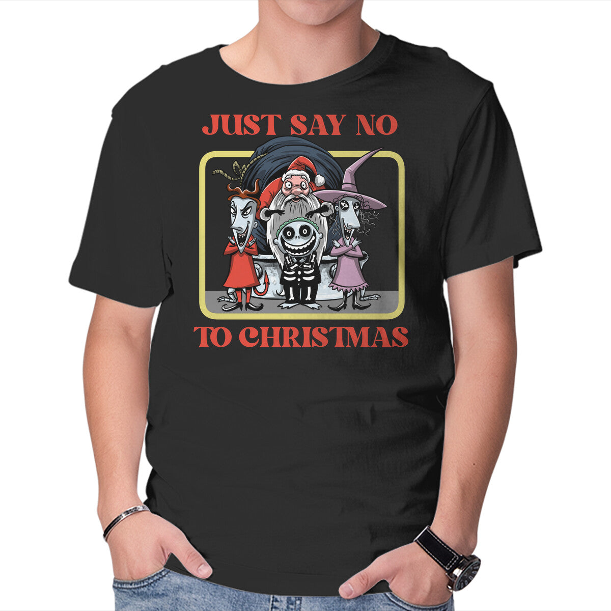Unisex Crew Neck T-Shirt Say No To Christmas Graphic Short Sleeve Casual Tee XXL