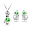 Cat 3pcs Crystal Shaped Necklace Earrings Jewelry Set  Gift Teen Girls For Women