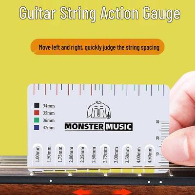 Hochpräzise Saitenlagenlehre & 4mm Sechskant-Gitarrenschlüssel, Kunststoff/Edelstahl