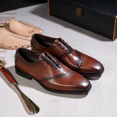 Mode Italienischer Stil Echtes Leder Herren Oxfords Handgefertigt Hochzeitsparty Kleiderschuhe Schnürschuhe Business Büro Formelles Schuhwerk