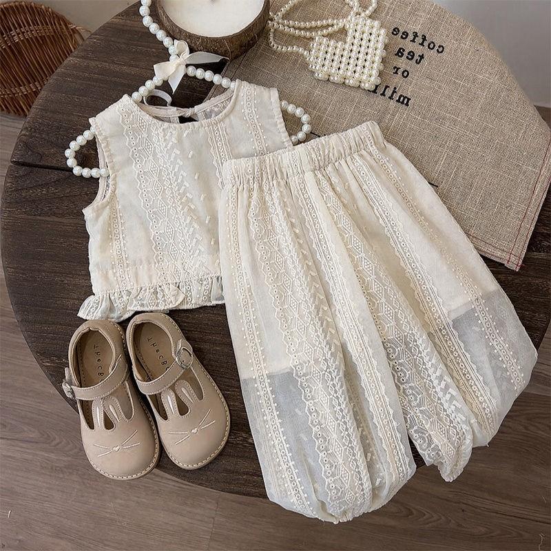 

Детский костюм из двух частей с принтом, короткий рукав, застежка на пуговицы, широкие брюки, комплект пижамы, домашний повседневный костюм 100