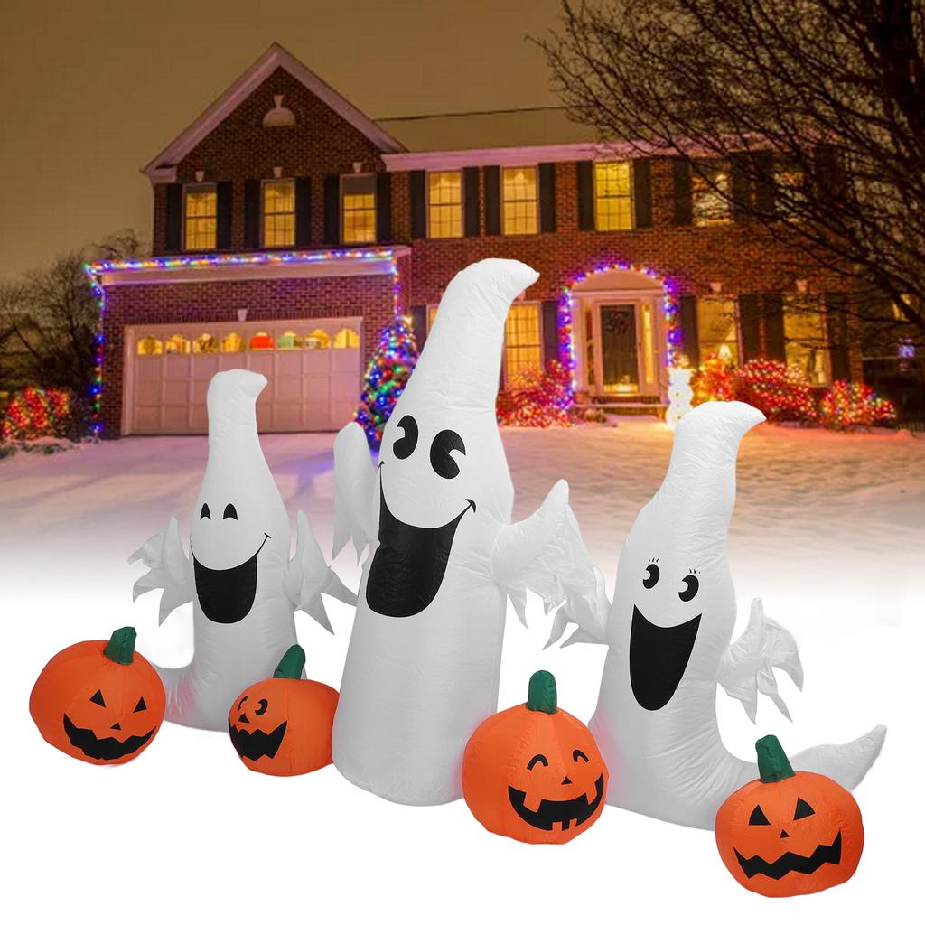 Inflatable Ghost Pumpkin 230cm Blow Up Decoration with LED Lights for Outdoor Yard Lawn