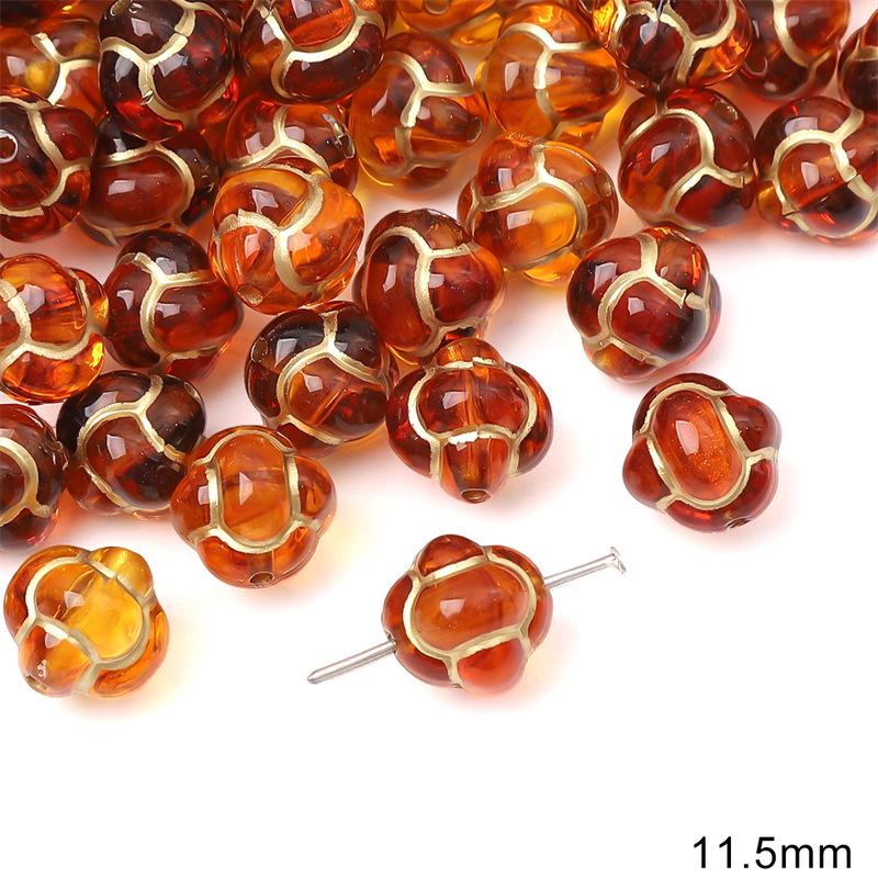 Vintage Amber Gold-Painted Oval Acrylic Beads for DIY Jewelry Making