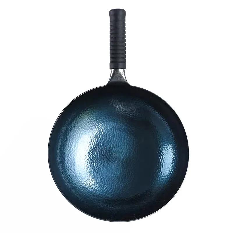 Handmade Wok and Frying Pan Chinese Traditional wok 1.8 mm Thicknes Non-stick Wok No Coating Multipurpose Kitchen Woks