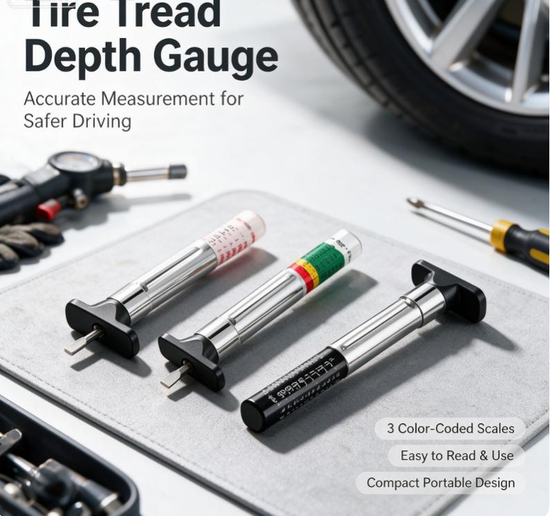 Tire Tread Depth Gauge Plastic Metal Tyre Wear Measuring Tool High Precision 0‑25Mm For Vehicle Car Truck Tire Inspection Repair