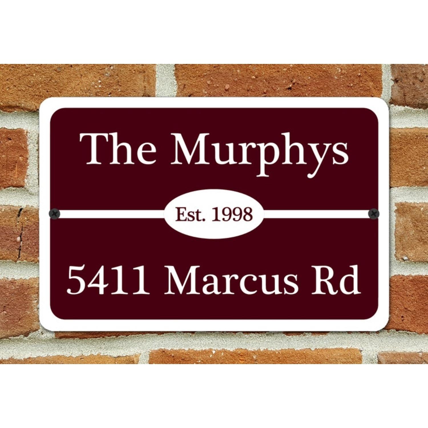 Индивидуальная табличка с семейным именем 12x8 - Металлическая адресная табличка для дома, Подарок на новоселье красный