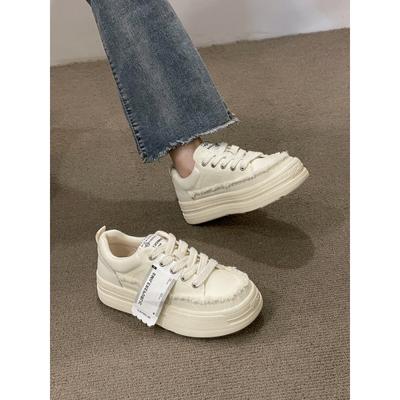 Niche Design Muffin Platform White Shoes Women's 2024 New Versatile Casual Canvas Shoes Women's Xiaoxiangfeng Canvas Shoes