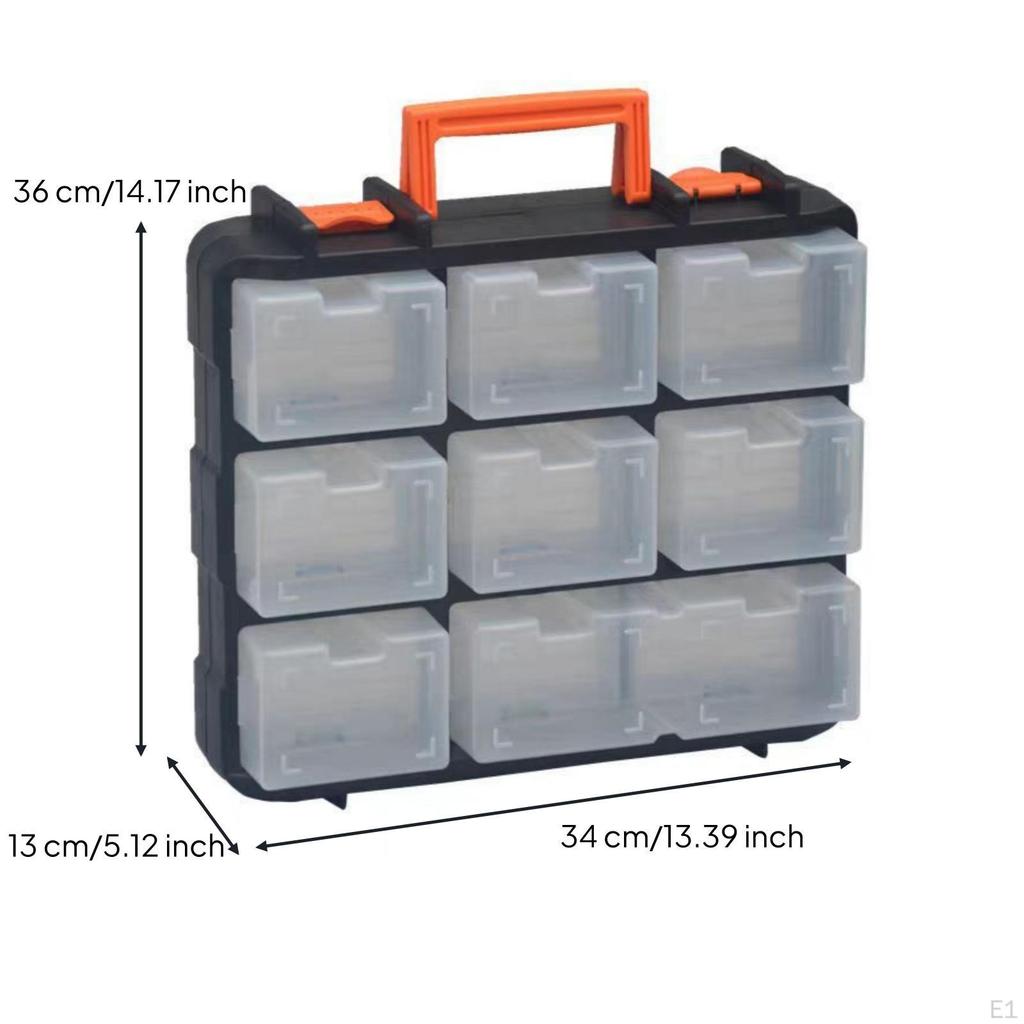 Portable with Drawers DoubleOpening Clamshell Transparent Parts Organizer Handle for Hobbyists,