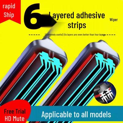 Six-Layer Rubber Car Wiper Blades, Compatible with Various Models