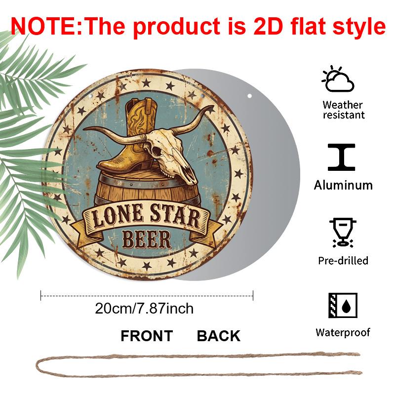 

2D Flat 1pc, 8x8 in, Lone Star Beer Sign - Vintage Aluminum Metal Wall Decor Suitable for Home, Cafe, Cave, Garage - Durable Indoor/Outdoor 1pc