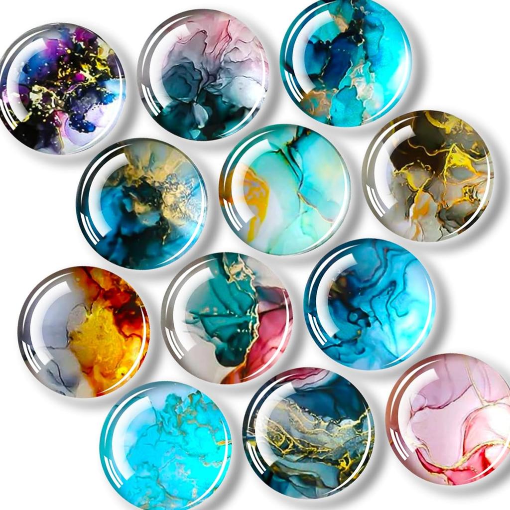 12 Pcs Glass Fridge Magnets Sticker, Strong Refrigerator Magnets Heavy Duty for Whiteboard, Classroom, Kitchen, Office, Home
