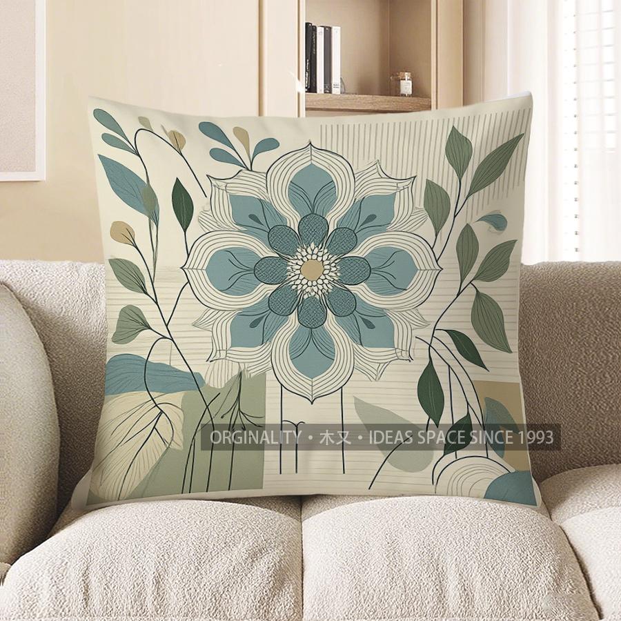Home Decor Modern Leafy Pattern Decorative Pillow Cover Pattern Cushion Cover Suitable For Sofa Bedroom Car Pillow Cover