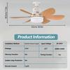 Socket Wood Grain Fan Light with Remote Control,Suitable for Living Room, Study, Household Use Ceiling Fan Light 6 Blades