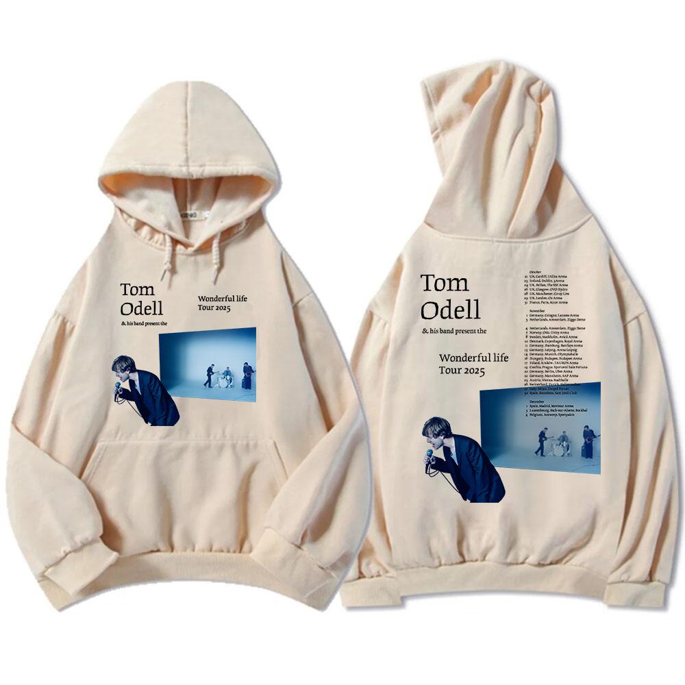 Tom Odell & His Band Present The Wonderful Life Tour 2025 Hoodies Fleece Warm Male Hooded Sweatshirt Casual Loose Men Pullovers