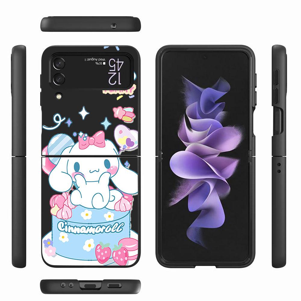 Hello Kitty Kuromi Case for Samsung Galaxy Z Flip4 Flip3 5G PC Hard Cell Phone Shell Z Flip 4 3 Black Coque Zflip4 Zflip3 Cover
