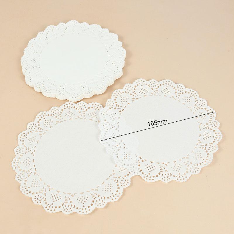 100pcs White Round Lace Paper Doilies Coaster Placemat Cake Mat DIY Gift Packaging Craft Wedding Birthday Party Table Decoration
