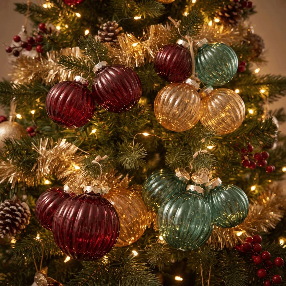 4Pcs Pack Christmas Ball Set PET Material Colorful Hanging Bauble Ball Pendant Holiday Parties