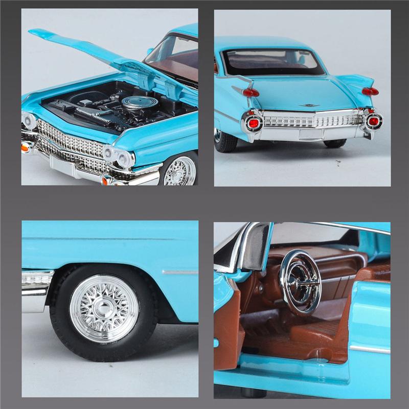 1/32 Eldorado Biarritz Série 62 Voiture de Sport en Alliage Modèle Moulé sous Pression Métal Véhicules Classiques Rétro Modèle de Voiture Son Lumière Jouet pour Enfants Cadeau