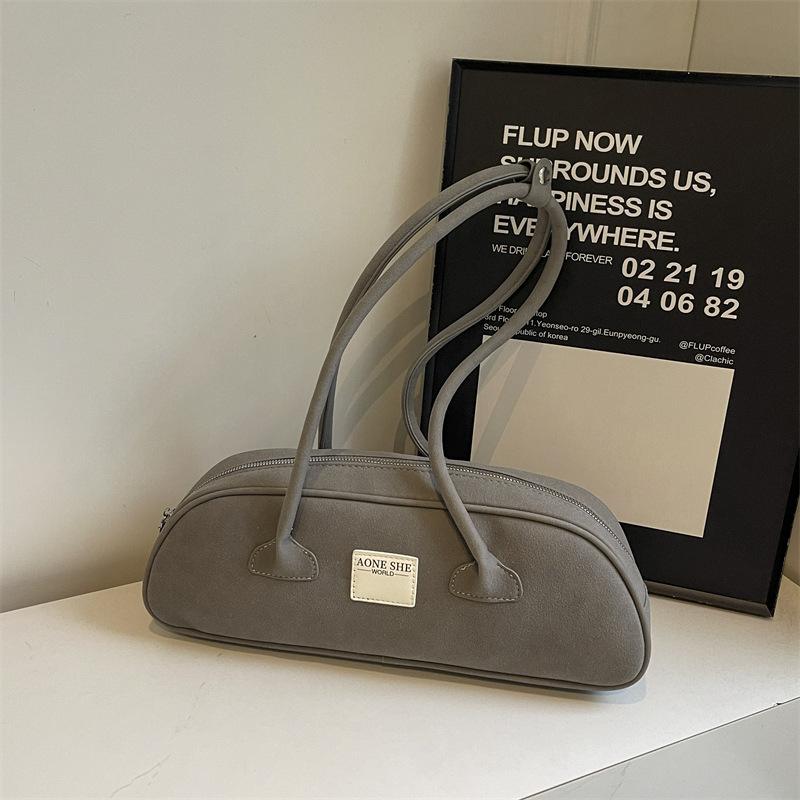 Simple Suede Baguette Bag Fashionable New Versatile Underarm Bag Retro Wind Matte New Shoulder Bag Women's Bag