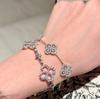 New Vintage 100% Pure 925 Sterling Silver Link Bracelets Pave Aaa Zircconia 5 Flower Bracelet For Women Luxury Fine Jewelry