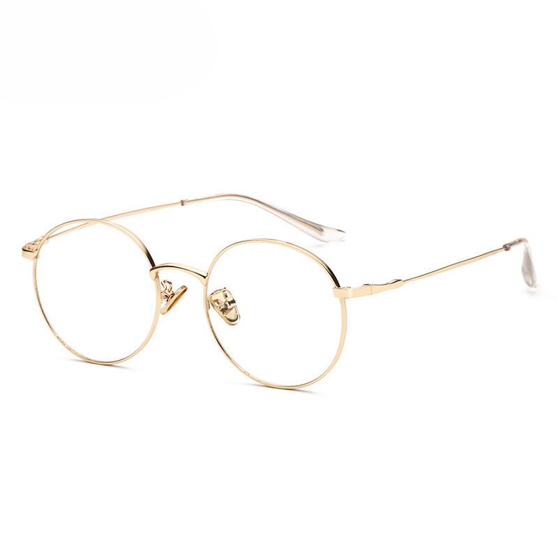Retro Runde Blaulichtfilternde Brille Metallrahmen Unisex Lesebrille Computerbrille Augenschutz