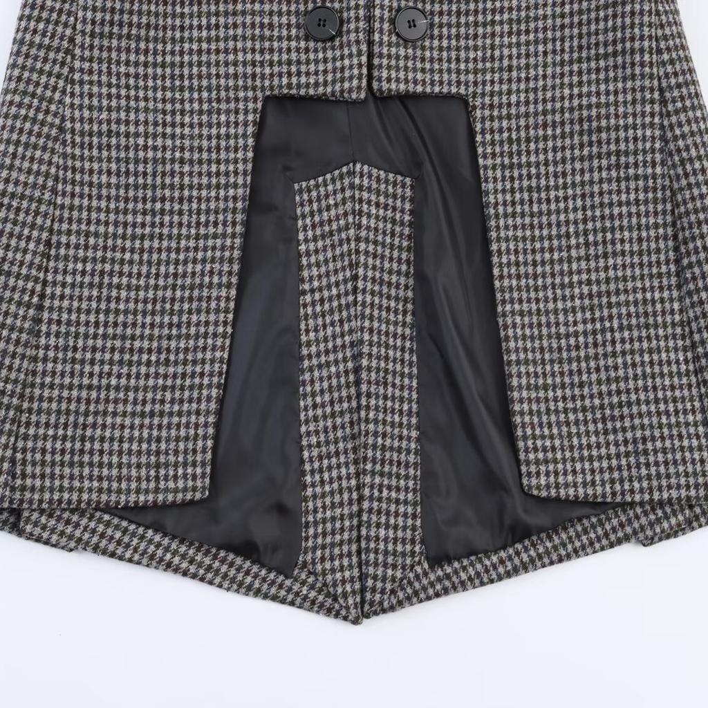 New casual minimalist plaid asymmetrical blazer 2086827