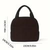 Reusable Thermal Insulated Bento Bag Embroidery Portable Corduroy Lunch Bag for Kid Ideal for Go To School/Travel Work Trips