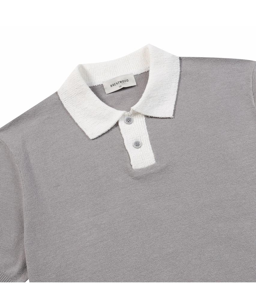 BRENTWOOD [Washable] Color-Blocked Polo Neck Sweater Brwam26531Gyx
