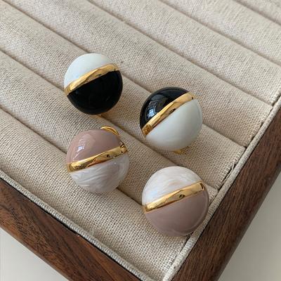 Ball Enamel Stud French Drip Glaze Atmospheric Light Luxury High Sense Retro Contrasting Color Splicing Round Ball Women