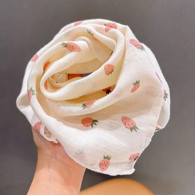 Baby Boys Girls Cartoon Printed Scarf Autumn Winter Soft Square Shawl Cute Infant Breathable Neck Wrap Keep Warm Scarf