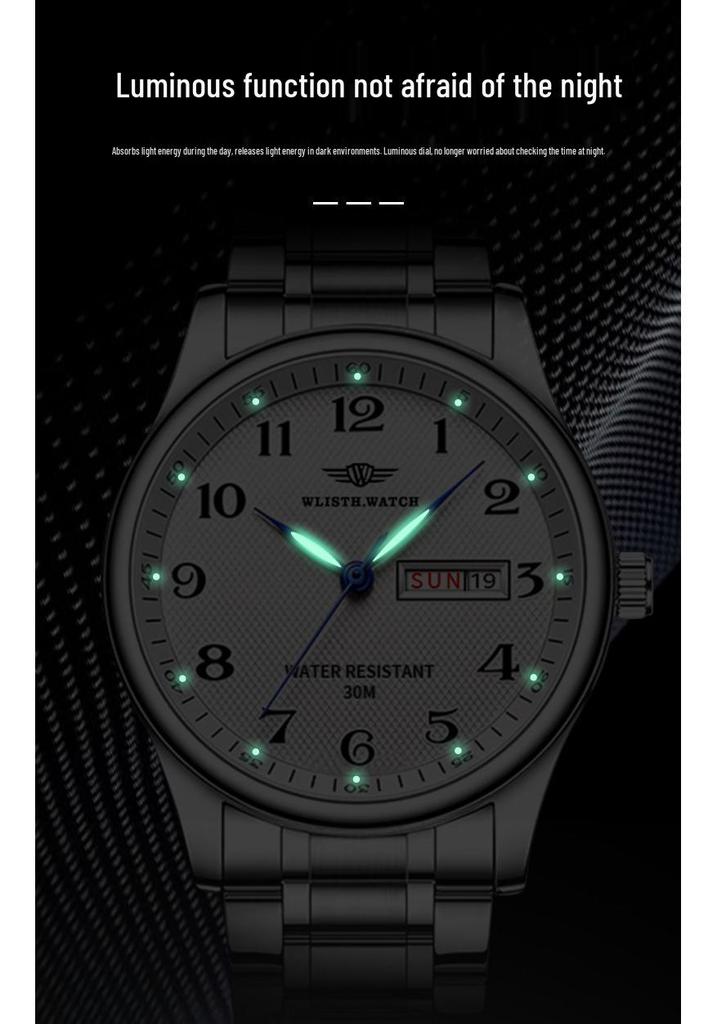 Wolis Luxury Waterproof Men's Day-Date Luminous Watch