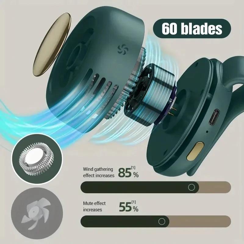 Portable Waist Hanging Small Whirlwind Fan Clip-On Quiet Outdoor Leafless Rotating Direction Mini Clip Neck Waist Fan Air Cooler