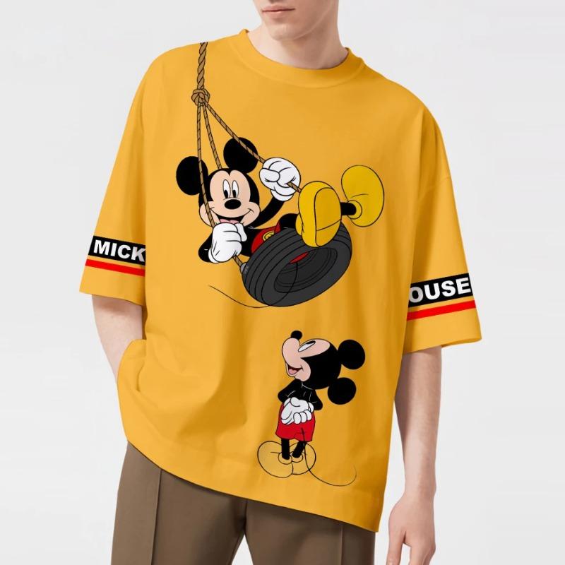 Hengyuan12 Zomer Nieuw Disney Mickey Mouse Print T-shirt Voor Mannen Korte Mouw Ronde Hals T-shirts Casual Sport Streetwear Oversized Unisex Tops 2XL