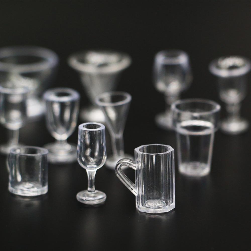 10Pcs/Set Red Wine Glass Dollhouse Wine Glass Dollhouse Miniature Glass Cup  Scene Ornament