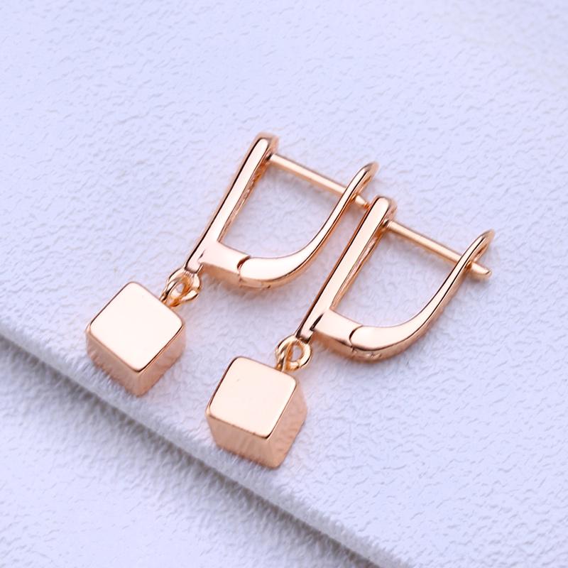 LSOOYH Clip Ohrringe Rose Gold Farbe Mode Ohrring Für Frauen Quadratische Tropfen Ohrringe Schmuck