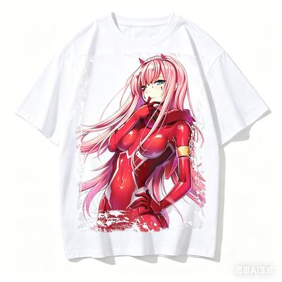2026 Summer DARLING In the FRANXX Zero Two 02 Anime T-shirt Men Women Vintage Oversized Streetwear Harajuku Casual Cotton Tee