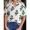 American Shiying Summer New Flower Print Short Sleeve T-shirt Women 2025 Fashion Thin V Neck Pullover Women