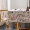Retro Calligraphy Cotton Linen Tablecloth for Coffee Tables and Desks