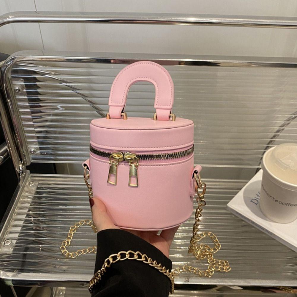 PU Leather Mini Lipstick Bag Minority Design Cylinder Bag Personality Box Crossbody Bag  Girls