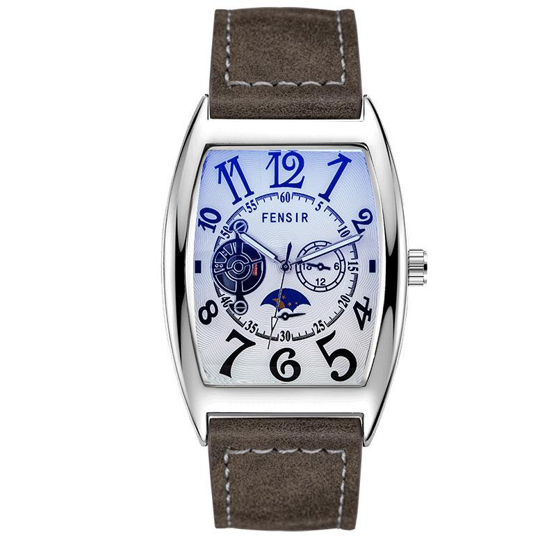 Barrel Watch Men's Imitation Mechanical Belt Quartz Watch Fashion Watch North America