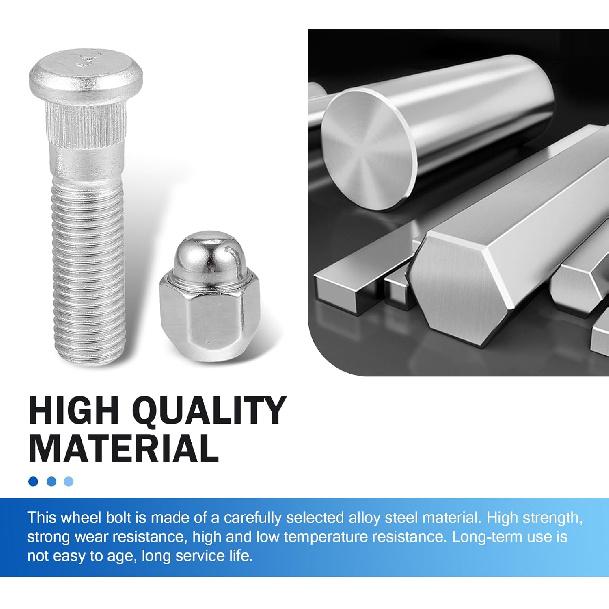 Leechio 2 PCS M12x1.5 Wheel Stud Bolt Kit, Steel Wheel Studs and Lug Nuts Kit, Rust-Proof Fastener Screw Rod Replacement OE: 52950-14140,