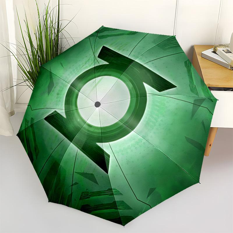 1pc Green Lantern Symbol Umbrella - Automatic Open Compact Travel Umbrella with 60-Rib Durable Frame yy251021103