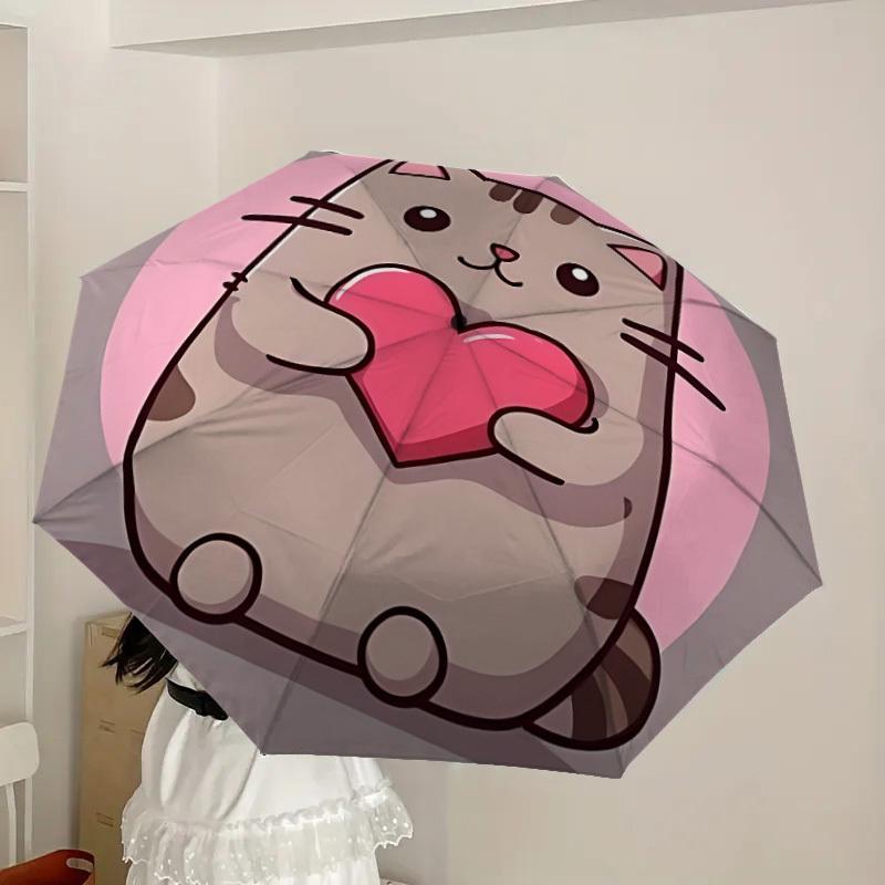 1pc cat love Themed Umbrella for Men & Women, Valentine's Day Christmas Decorative Umbrell018