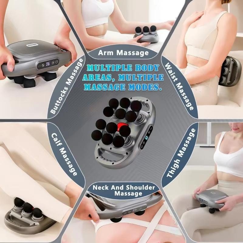 2026 New 12 Head Massage Gun, Deep Tissue Impact Massager, Suitable for The Back, Shoulders, Legs, and Feet - Silent Handheld Massage Dev