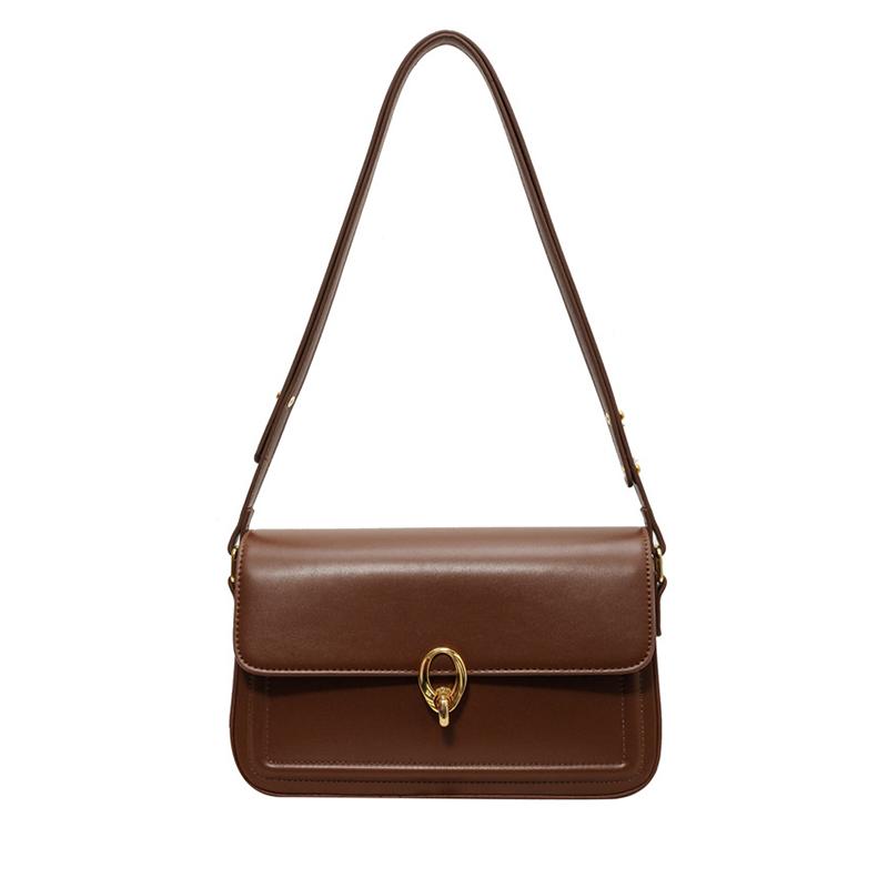 Geantă Retro pentru Femei, Nouă, Textură High-end, de Nișă, sub Braț, Piele PU cu Clapetă, Roșie, Geantă Pătrată Crossbody pe Umăr CLE