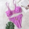 Sexy Bikini Solid Color Strapless High Waist Swimwear Women's Swimwear