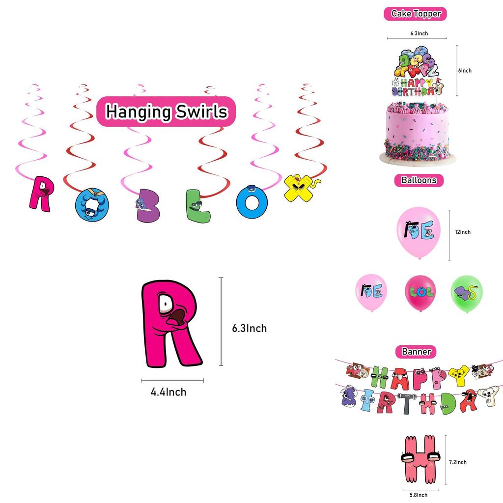 Buntes Ballon-Zugfahnen-Set Alphabet Lore Geburtstagsfeier Heimbedarf