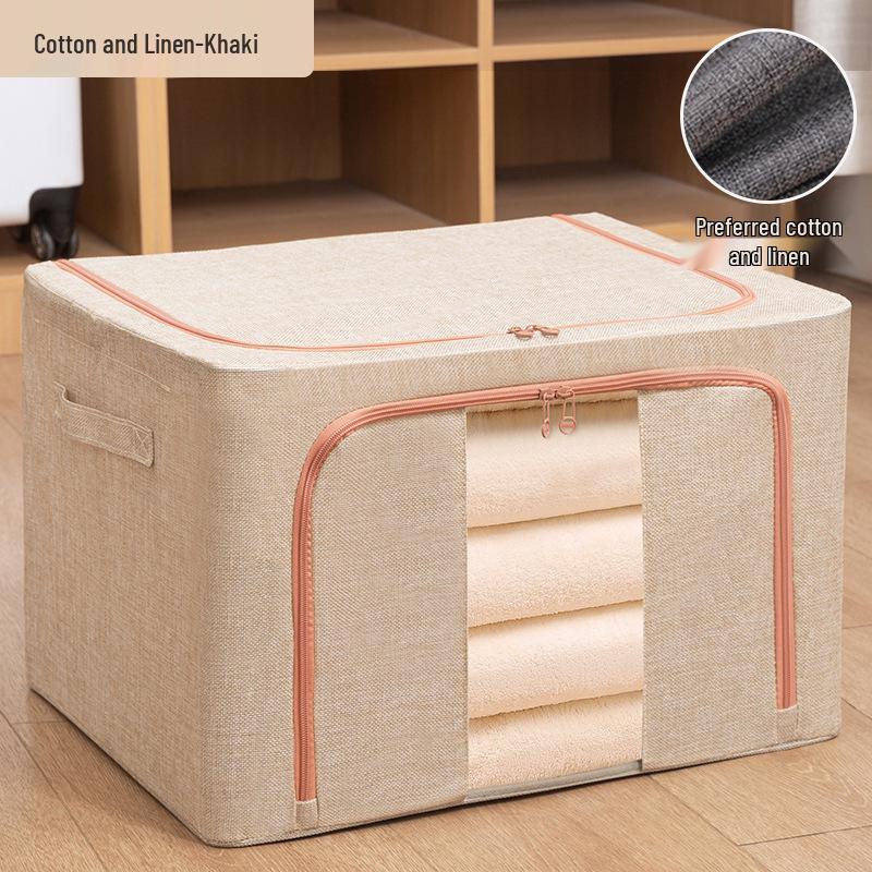 Foldable Steel Frame Multipurpose Quilt and Clothes Organizer with Transparent Window