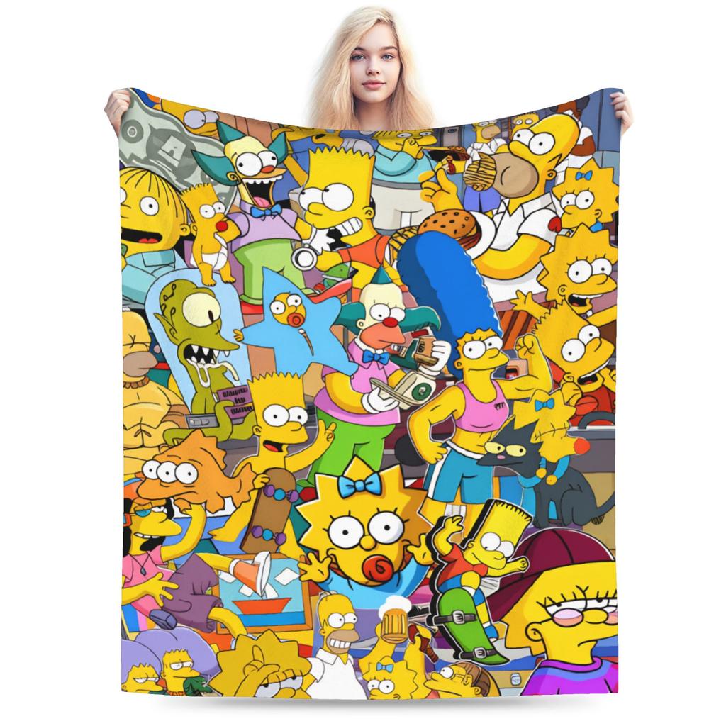 S-Simpsons Homer Donut Pattern Bedding Throws Soft Cozy Trend Blanket  For Couch Chair Camping Flannel Bedspread Bed Cover