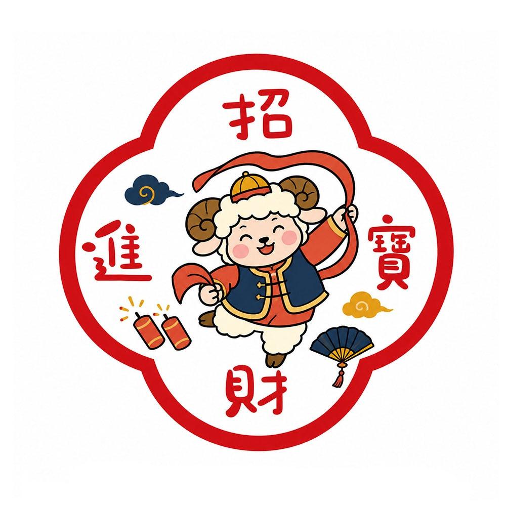 Blessing Words Good Luck Window Sticker Waterproof Lamb Sheep Door Stickers  Chinese New Year